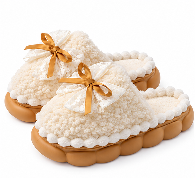 Winter Fur Bow Slippers