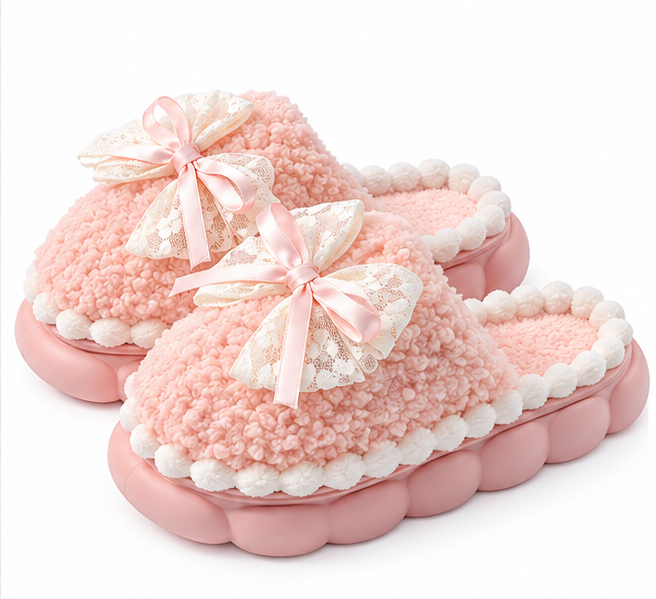 Winter Fur Bow Slippers