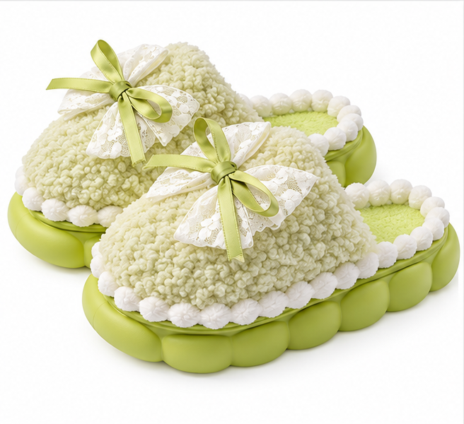 Winter Fur Bow Slippers