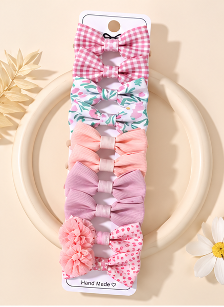 Rainbow Bows Hair Clip Set