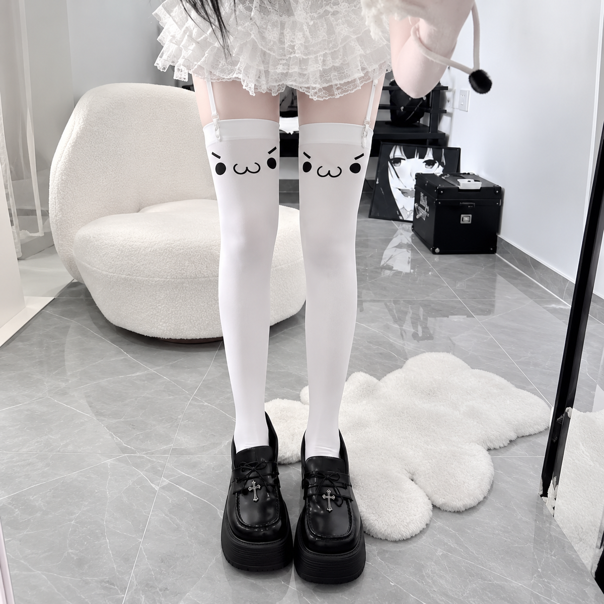 Kawaii Bow Thigh-High Socks