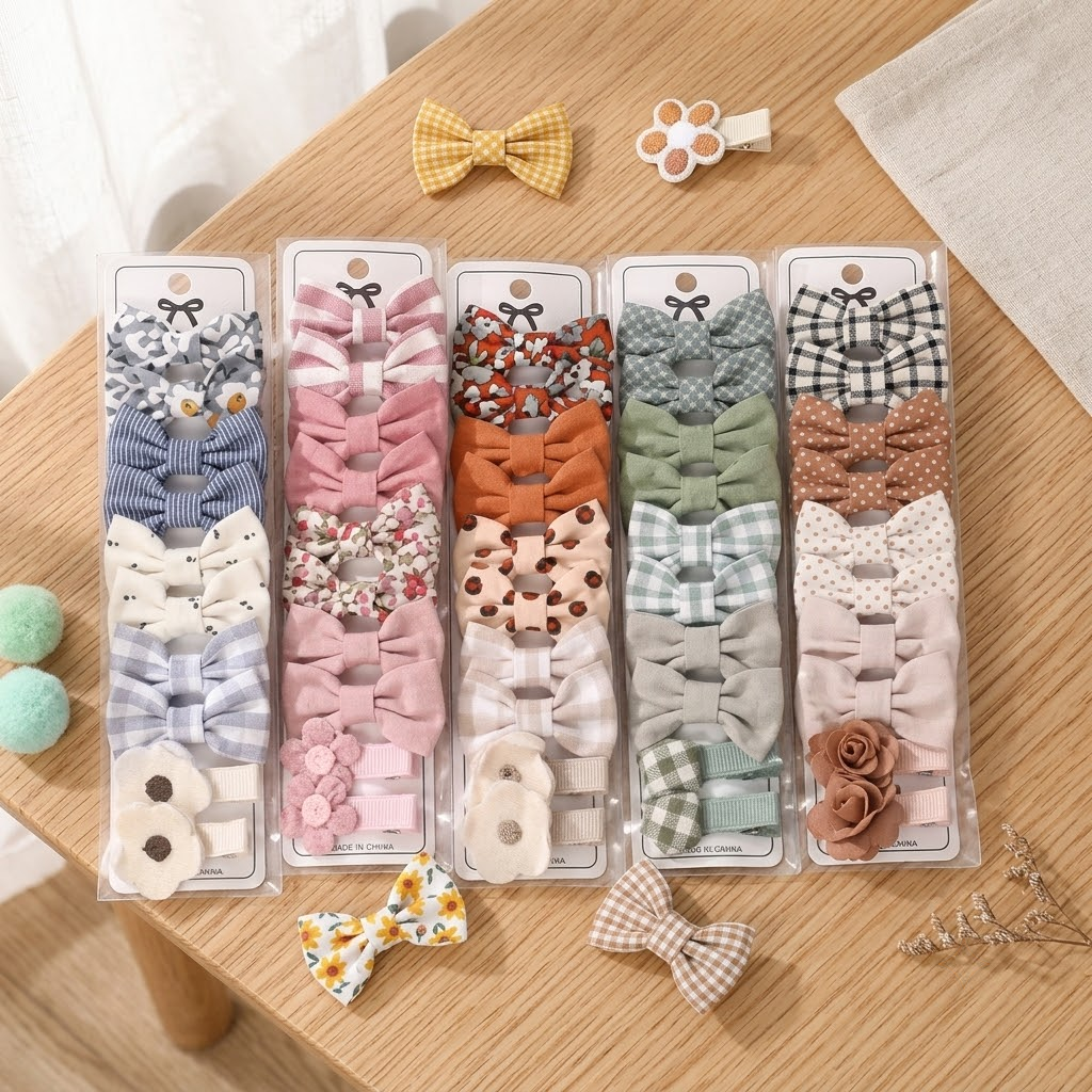 Rainbow Bows Hair Clip Set