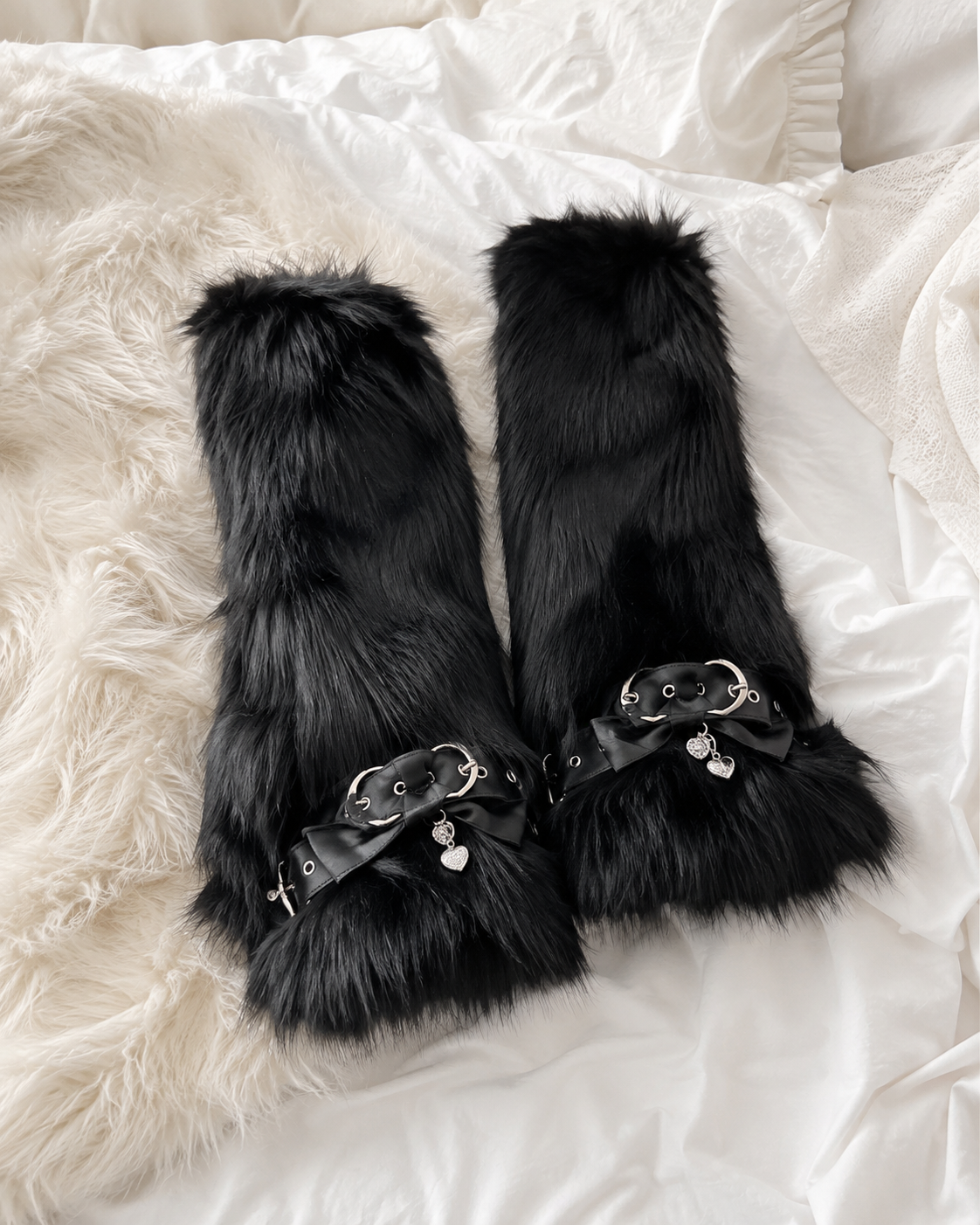 White Faux Fur Leg Warmers
