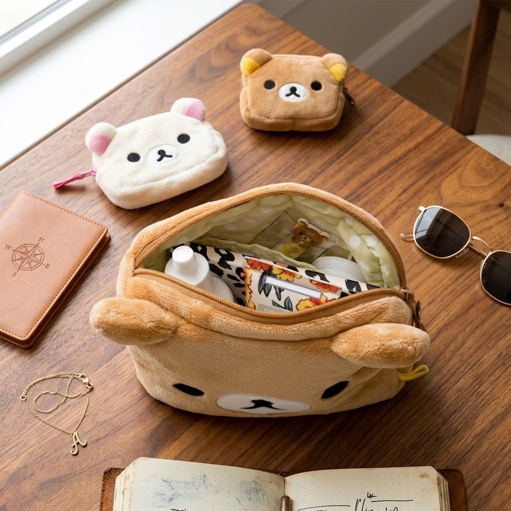 Cute Bear Plush Makeup Organizer