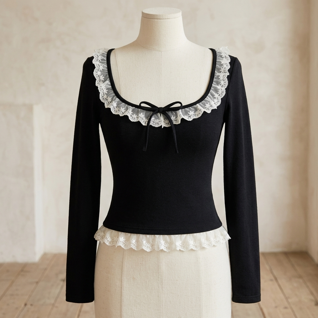 Vintage Flare Sleeve Bow Crop Top
