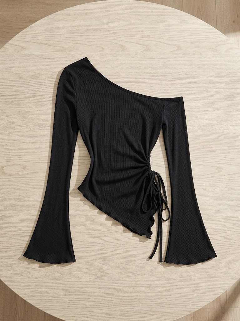 Off-Shoulder Trumpet Sleeve Top