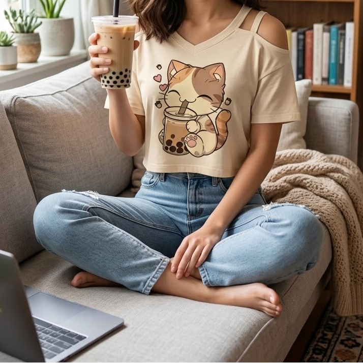 Orange Tabby Cat Crop Top
